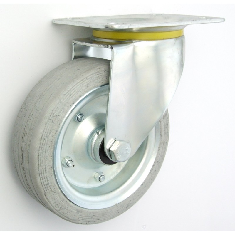 Koło metal-guma 160mm obudowa skrętna wzmocnione, szare 42ns