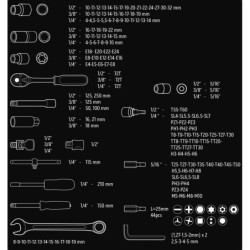 Zestaw kluczy nasadowych 1/2'', 3/8'', 1/4''219 sztuk