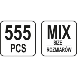 Zestaw zawleczek prostych 555szt mix