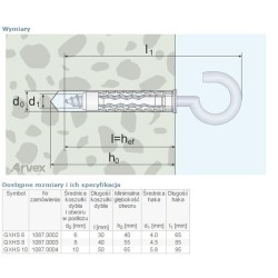 Dybel universalny z hakiem sufitowym gxhs 6mm