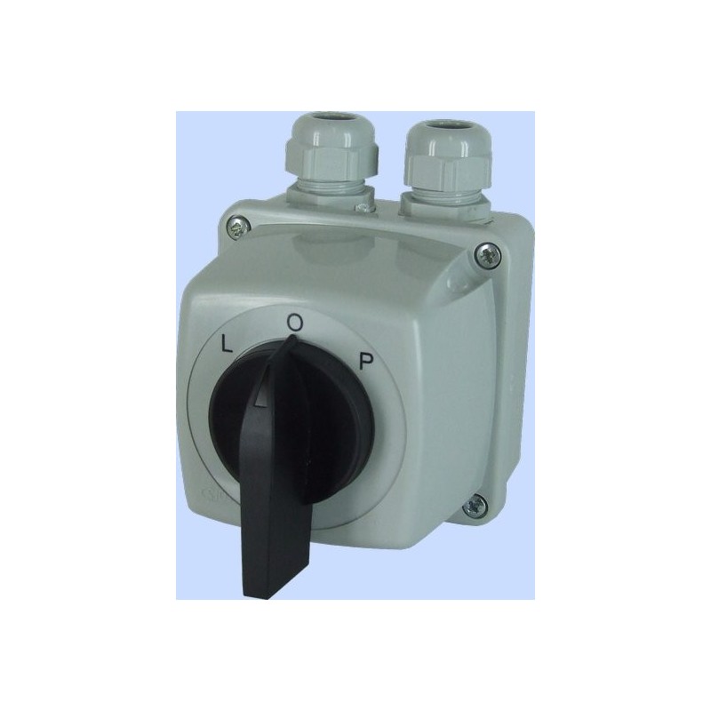 Łącznik krzywkowy l-0-p 3p 16a ip44 łuk e16-43 w obudowie