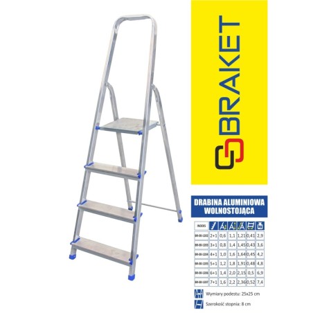Drabina aluminiowa wolnostojąca 236cm 7 stopni + podest
