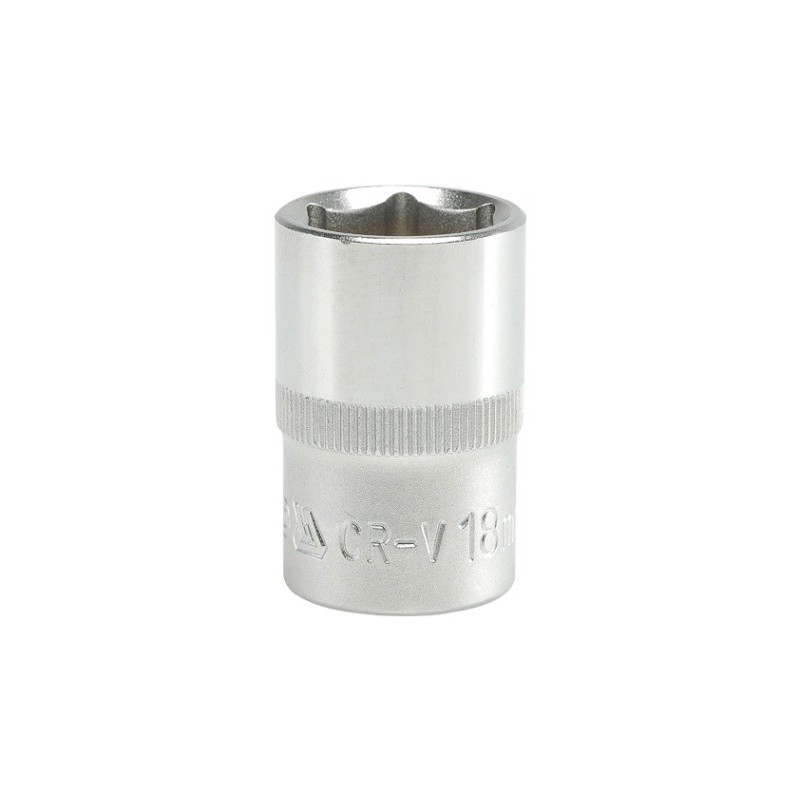 Nasadka krótka 6-kątna chromowana 1/2'' 18mm