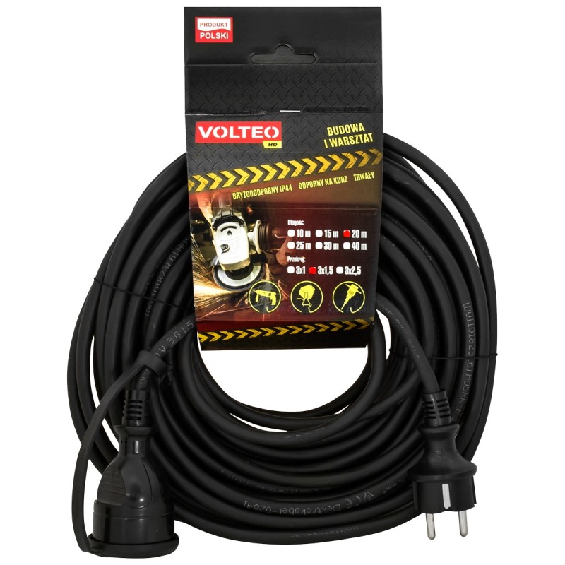 Przedłużacz heavy duty 30m przewód h05rr-f 3x1,5mm