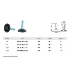 Stopka regulacyjna przegubowa sr 06 fi 50 m12x60 797