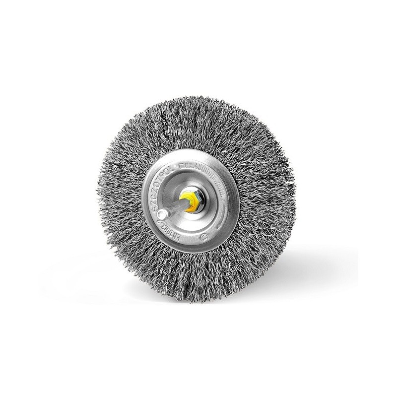 Szczotka tarczowa drut kwasoodporny trzpień 6mm, fi100mm