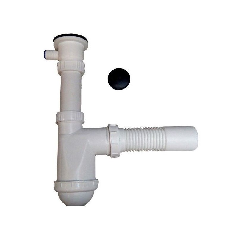 Syfon zlewozmywakowy 1 komora - sitko met. Z wyjściem na pra