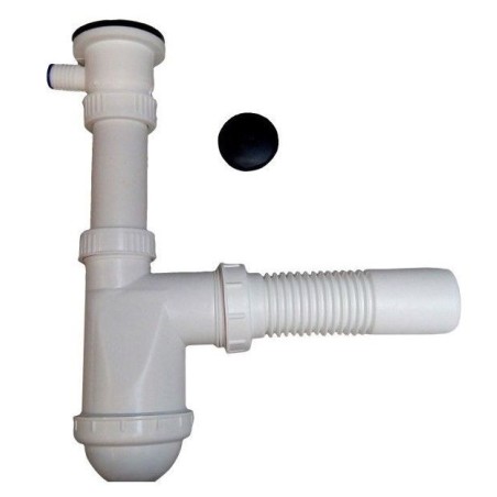 Syfon zlewozmywakowy 1 komora - sitko met. Z wyjściem na pra