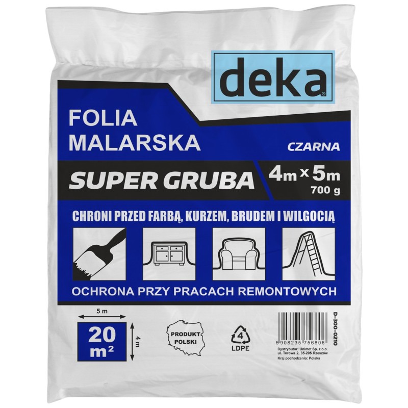 Folia malarska super gruba czarna 4x5m 700g