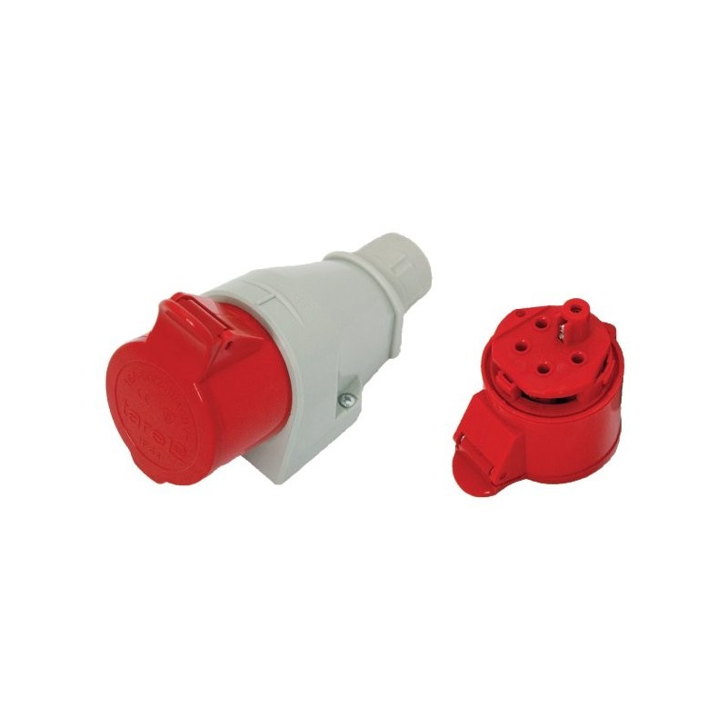 Gniazdo izolacyjne stałe 16a 400v czerwone 3p+z ip44