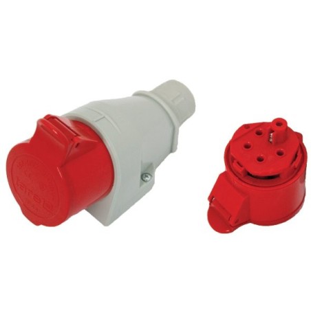 Gniazdo izolacyjne stałe 16a 400v czerwone 3p+n+z ip44