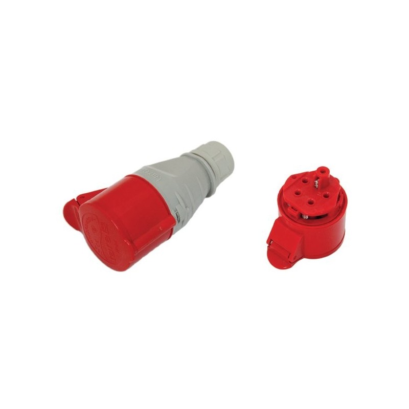 Gniazdo izolacyjne przenośne 16a 400v czerwone 3p+z ip44
