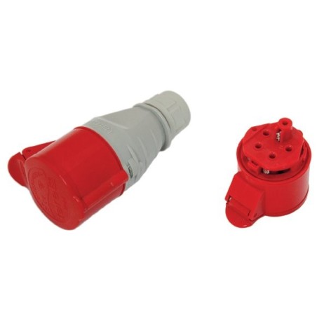 Gniazdo izolacyjne przenośne 16a 400v czerwone 3p+z ip44