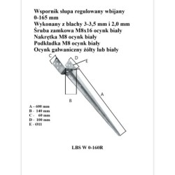 Podstawa słupa wbijana regulowana 0-165x700 mm