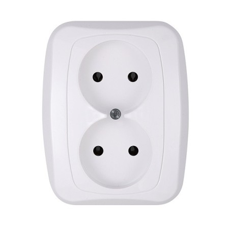 Atut gniazdo podwójne p/t b/u białe