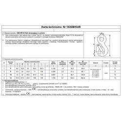 Hak skracający z uchem gm-hr10 10mm wll 4t