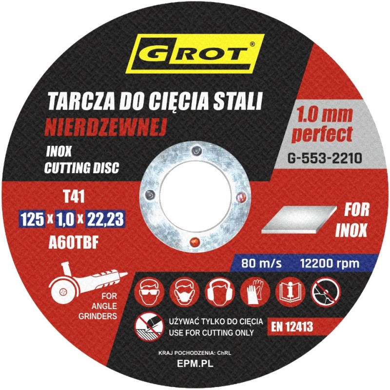Tarcza płaska inox t1a 125x1.0x22 komplet 10 sztuk