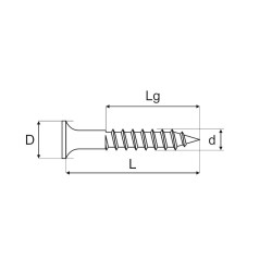 Wkręt do drewna ocynk żółty 6.0x60mm gwint niepełny