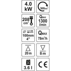 Motopompa do wody spalinowa 4'' 5,9hp 96m3/h