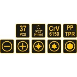 Zestaw końcówek śrubokrętowych 37szt. Z uchwytem