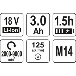 Szlifierka kątowa 125mm 18v bezszczotkowa