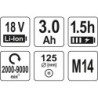 Szlifierka kątowa 125mm 18v bezszczotkowa