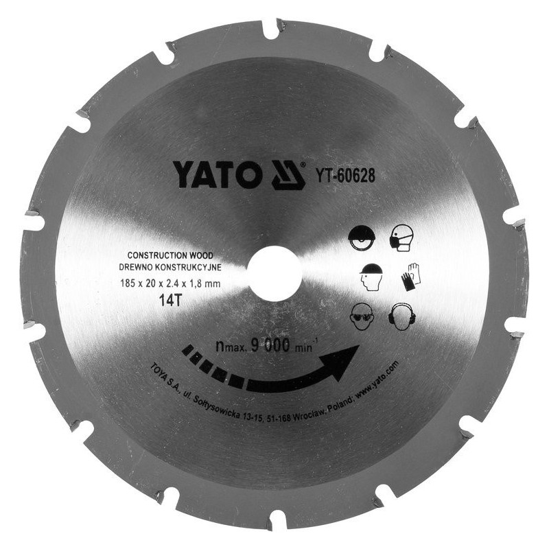 Tarcza widiowa do cięcia drewna z gwoździami 185/14t 20mm