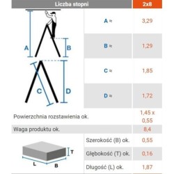 Drabina aluminiowa dwustronna dopplo 2x8 szczebli