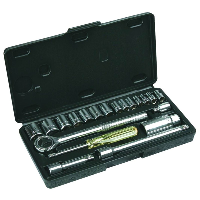 Klucze nasadowe 21-częściowy 1/4-3/8'' 4-19mm