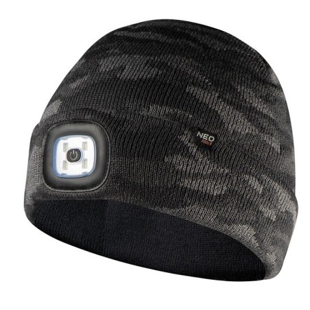 Czapka z latarką led camo, dwuwarstwowa
