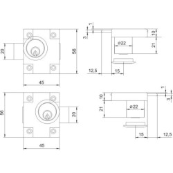 Zamek meblowy zmb-2 niklowany lewy