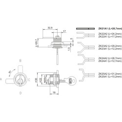 Zamek kasetowy chromowany zk-21