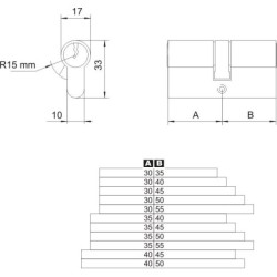 Wkładka asymetryczna nikiel 35/55