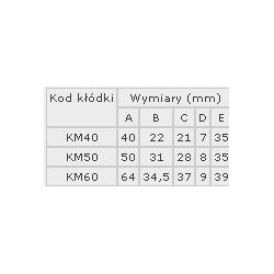 Kłódka mosiężna, zasuwkowa km40 3 klucze